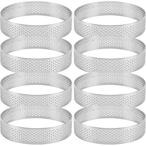 Lot de 8 cercles à tarte en acier inoxydable, résistants à la chaleur et compatibles avec les moules à mousse et à gâteaux ronds. WHBYV (1/4)