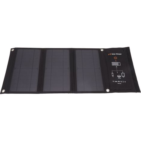 Eosnow 21 W schwarzes faltbares Solarpanel, tragbare Handy-Ladepaneele mit zwei USB-Anschlüssen für Outdoor-Wandercamping