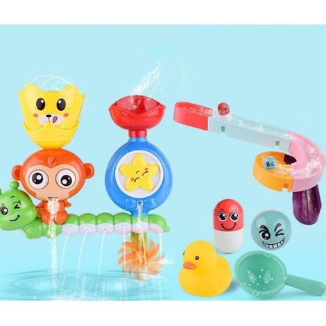 Jouet de Bain Cascade Interactif,Baignoire Jeu de Piscine Jouets d'eau de Singe Douche Jouets bathly Jouet avec Tasse Enfants Cadeau (1/4)