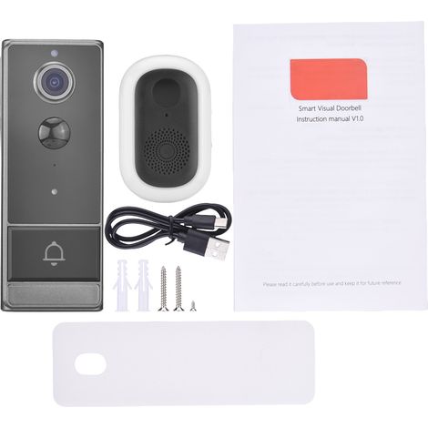 Sonnette intelligente avec caméra de porte TY App Vision nocturne infrarouge WiFi Sonnette vidéo sans fil Interphone rechargeable Audio bidirectionnel pour villa, bureau, appartement (1/5)