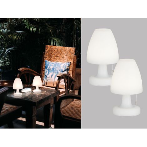2er SET Outdoor Akku Tischlampen ohne Kabel - dimmbar & RGB - Höhe 25cm (1/5)