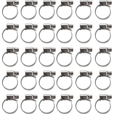 30 pinces à tuyau style allemand réglables 304 acier inoxydable pour conduite de carburant, colliers de tube 14-27 mm (1/5)