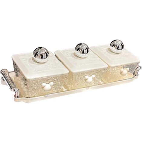 Plats de service compartimentés, plateaux de service avec poignée, plateaux à desserts, bols à apéritifs avec couvercle pour mariages, réceptions, fêtes de printemps-3 Compartment (1/5)