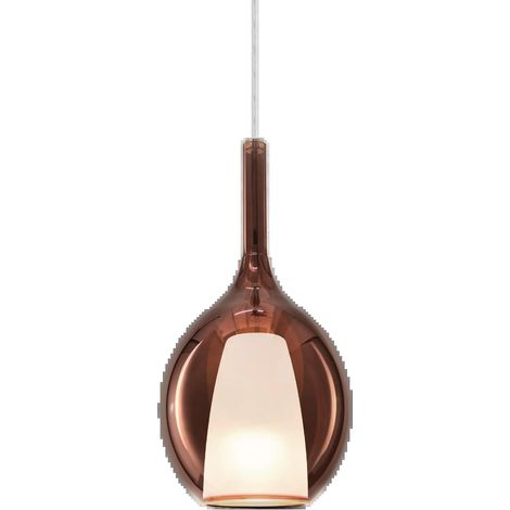 Sospensione Contemporanea Kalique Vetro Rame Bianco E Cromo 1 Luce E27 H36Cm