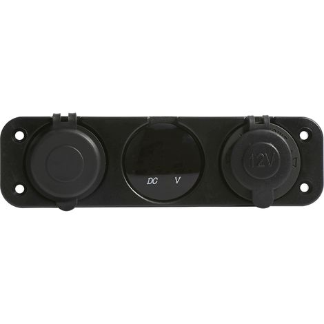 Chargeur USB double 12V avec prise panneau 3 trous, voltmètre LED bleu, étanche pour bateau et voiture, socket marine (1/5)