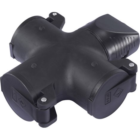 Sygonix SY-7110400 3fach-Kupplung TPE 230 V/AC Schwarz IP44 (1/5)