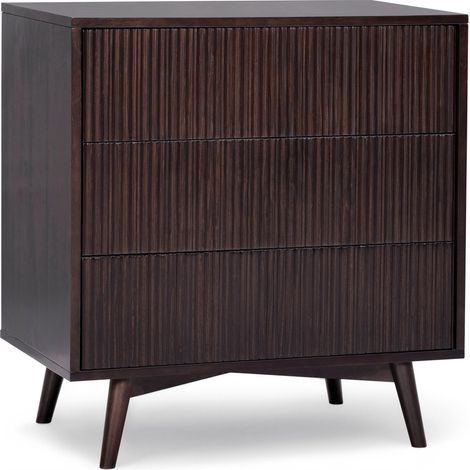 Teamson Home Tremolo 3-Drawer Chest of Drawers with Fluted Fronts and Modern Bedroom Storage Furniture, Black Finish (1/5)
