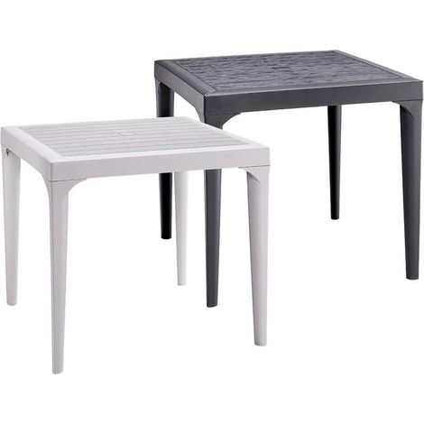 Mesa de jardín cuadrada para exterior 80x80 cm de polipropileno Malmo - Blanco