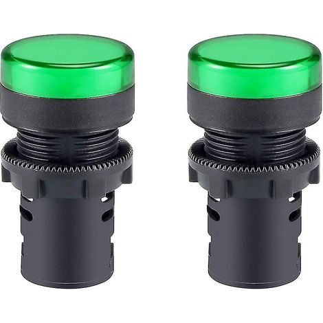 2 AC/DC-Kontrollleuchten, gelbe LEDs, 22 mm (7/8") Einbaumaß - grün