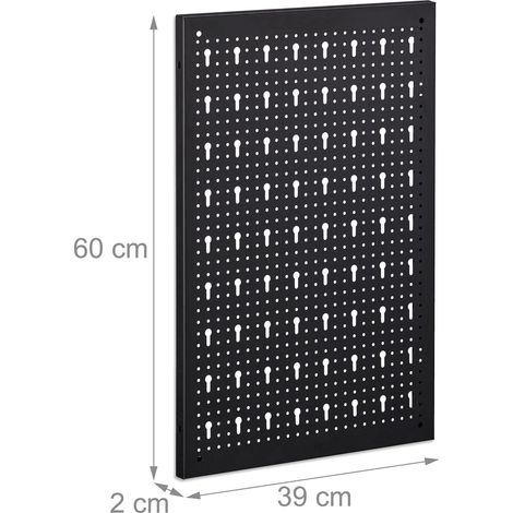 Lot de 3 panneaux perforés en acier pour organisation outils 60 x 30 x 1 cm pratique et clair en acier gris (1/5)