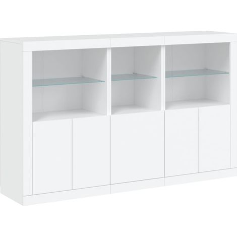 Credenza cassettiera armadio contenitore organizer cucina soggiorno soggiorno con luci LED 162 x 37 x 100 cm Bianco 020029831