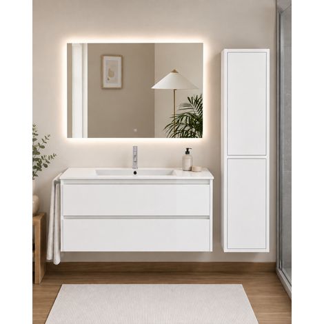 Mueble de baño con lavabo ORIGENBATH IBIZA sin espejo 80x45 cm blanco con columna (1/5)