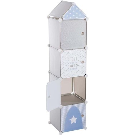 Compartimentos de almacenamiento infantil 'Colonne' - gris y azul 34 x 139 cm - Atmosphera créateur d'intérieur (1/5)
