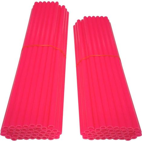76 copriraggi per ruote anteriori e posteriori, cerchio, camera d'aria, scomponibili, 190 mm 210 mm, bicicletta, ciclomotore, moto, cross, enduro, moto da cross, rosa fluorescente (1/3)