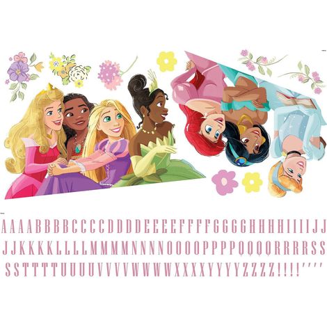 Sticker Mural Géant Disney 7 Princesses et alphabet pour personnaliser (1/5)