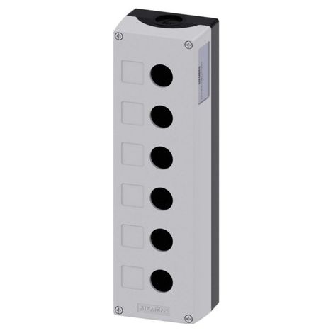 Siemens Caja para aparatos de mando, 22mm, redondo, plástico, gris, 6 puestos de mando, 3SU18060AA000AB1