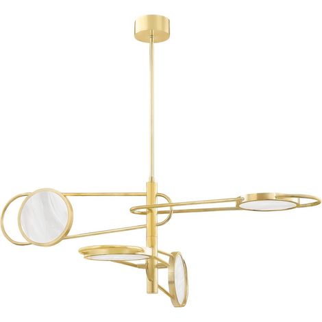 Jervis Suspension à 4 lampes en laiton, albâtre
