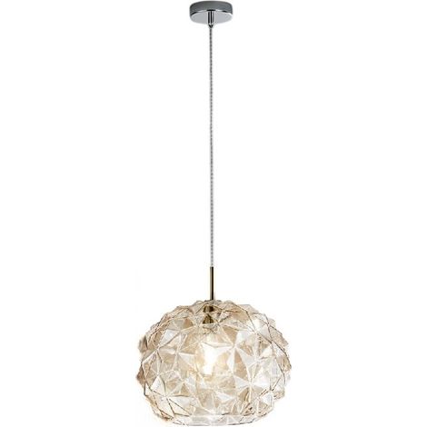 Suspension En Verre Soufflé Ambre, Diamètre 35 Cm, Culot E27, Design Élégant Et Moderne Pour Intérieurs Raffinés - Marque Perenz, Haute Qualité (1/2)