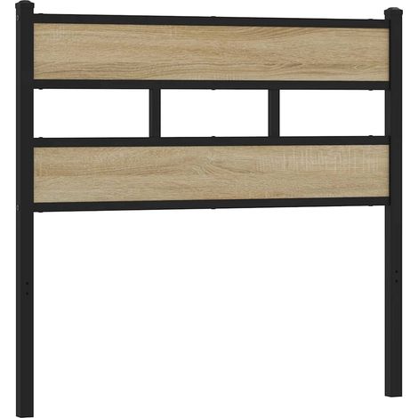 Testiera Testata del letto di Ricambio Rovere Sonoma 90 cm in Ferro e Legno Multistrato (1/4)