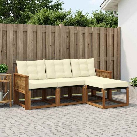 vidaXL Set di divani da esterno con cuscino 4 pcs Naturale e