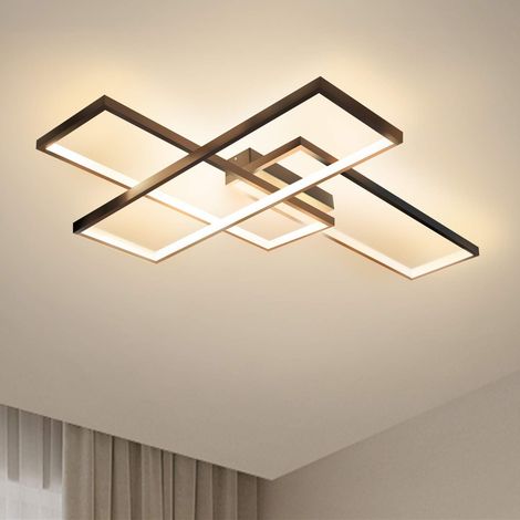 ZMH Plafonnier LED Moderne Blanc Chaud lampe de plafond Géométrique Noir Plafonnier Multifonctionnel 35W Convient pour Salon, Chambre, Couloir et Balcon-Noir Non dimmable