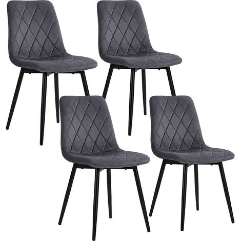Samt-Esszimmerstühle, Anthrazit, 4er-Pack, gepolstert (1/5)