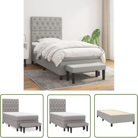 The Living Store Boxspringbett mit Matratze Hellgrau 80x200 cm Stoff - Boxspringbett - Doppelbett - Schlafraum - Bettgestell - Bettauflage (1/5)