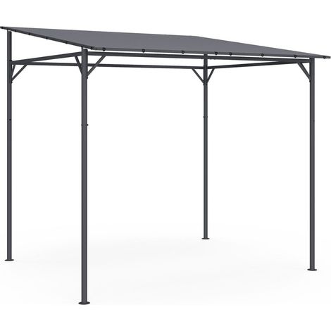 Angebaute Pergola 4 Beine 2,3 x 2,4 M Gartenlaube aus Stahl mit anthrazitgrauem Tuch