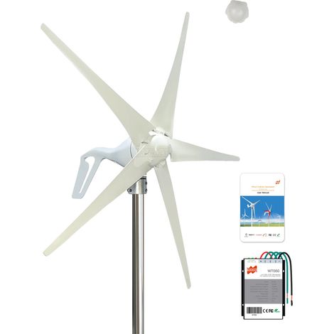 Générateur d'éolienne, puissance de 400W, production d'énergie efficace, Blanc 5 lames, 400W, 24V (1/2)
