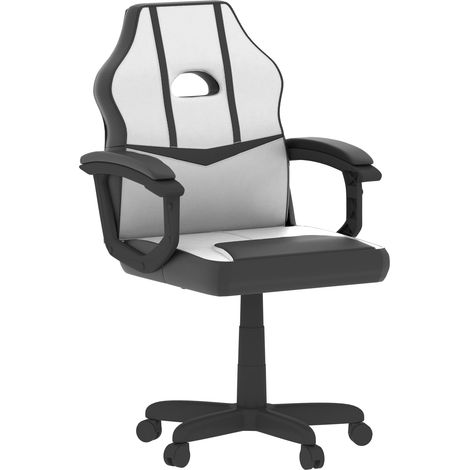 Comet Gaming Chair Office Faux Leather Computer Desk Recliner Swivel Seat, White-&-Black