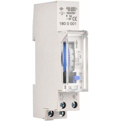 Minuterie mécanique de 24 heures Minuterie minimale de 15 minutes Montage sur rail Batterie intégrée, SUL180a AC220-240V Gris - SUL180a AC220-240V Gris..DEBUNS (1/4)