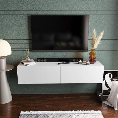 Support TV, mélamine, Blanc, Taille Unique (1/4)