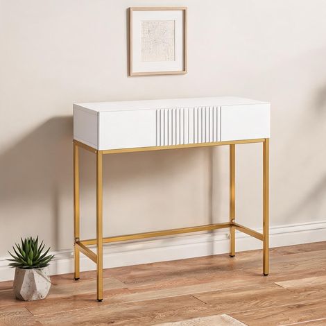 Console blanco en melamina de Madera Acero 80 x 31,5 x 75 cm (1/5)