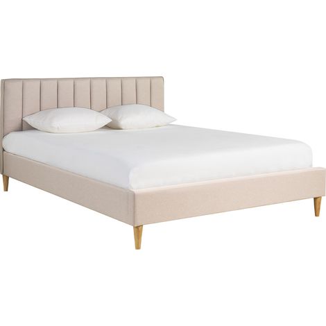 Letto matrimoniale 160x200 cm in tessuto beige DIANE