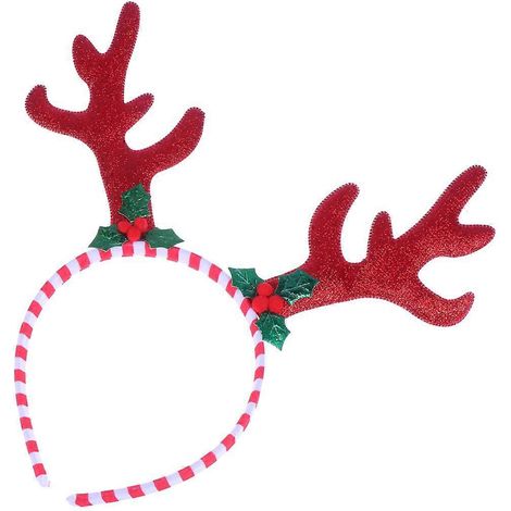 Bandeau de Noël en forme de bois de cerf, coiffe délicate pour enfants (Bois de cerf à paillettes rouges)-M (1/3)