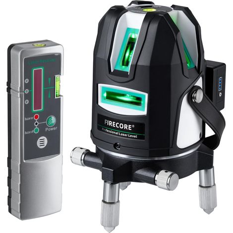 Niveau laser auto-nivelant à 5 lignes, niveau de chantier laser vert avec récepteur, Laser croisé rotatif avec point d'aplomb et étui de transport (1/5)