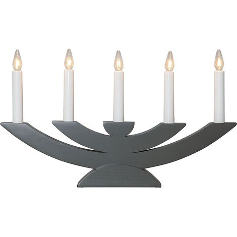 Arche à bougies Star Trading 'Navida' en bois de pin, 7 flammes, ampoule E10, gris, H 30 cm, L 60 cm (1/4)