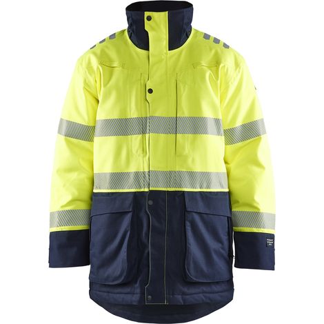 Veste de travail hiver retardant flamme 4527 - Jaune fluo/Marine L