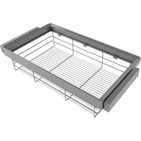Emuca Kit tiroir en fil métallique et rack ajustable Quartz pour armoires, glissières extension totale et à fermeture douce, Module 90cm, Finition Titane - talla