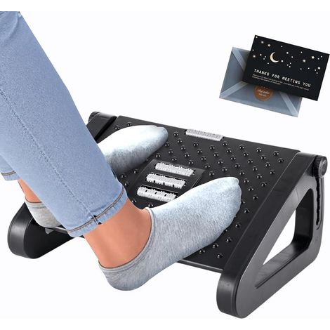 Poggiapiedi per ufficio, poggiapiedi ergonomico, 6 posizioni regolabili in altezza, poggiapiedi antiscivolo con funzione massaggio per alleviare la stanchezza e fornire supporto fisico, per l'ufficio 
