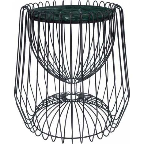 Table basse fait main en marbre ERE 50x50 vert et noir
