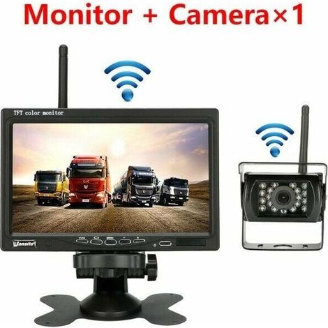 Caméra de recul sans fil 12V-24V – Moniteur LCD 7 pouces – Vision nocturne 15m – Étanche IP67 – Angle 120° pour camion et bus (1/5)