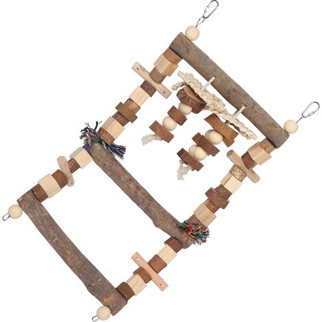 Échelle pour oiseaux, pont, balançoire pour perroquet, jouets à mâcher, bûches naturelles, accessoires de cage pour petits oiseaux (1/5)