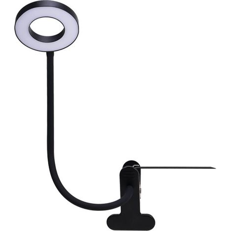 Lampe de bureau LED à clipser Lampe de lecture à clipser flexible à 360 ° Lampe de bureau à LED USB pour étudier et travailler, Noir