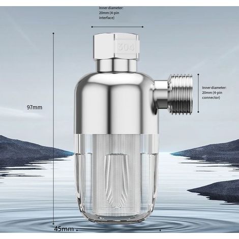 Filtro de agua para ducha, prefiltro de acero inoxidable, filtra eficazmente las impurezas presentes en el agua (1 unidad) (1/5)