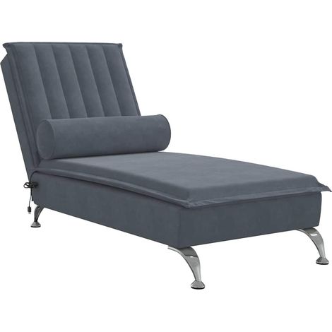 Vidaxl – Chaise longue de massage en velours gris foncé – Traversin avec massage 1 point – Dimensions 137 x 56 x 75 cm – Charge max 110 kg