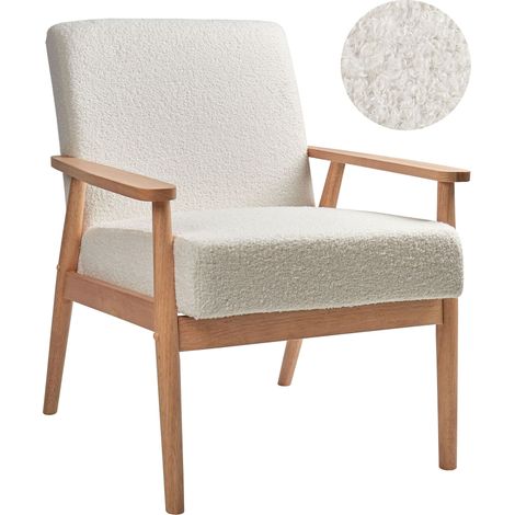 Armchair ESRUM Boucle Off-White/ Light Brown