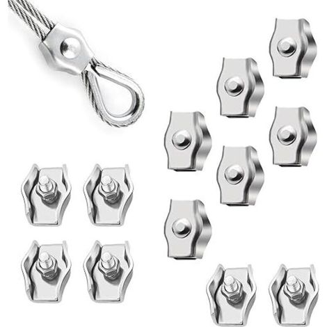 Lntyq 12 Pièces Pince Câble Métallique M3 Serre-câbles en Acier Inoxydable Simplex Serre Cable Acier pour Les Chantiers de Construction et Les Navires (1/4)
