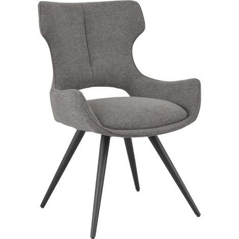 Chaise pivotante 180° tissu gris anthracite – Structure métal noir – Assise confort souple – Dossier maintien ferme – Meubletmoi (1/5)
