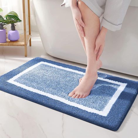 tapis De Bain Antidrapant,tapis Salle De Bain Moelleux En Microfibre,tapis De Douche Absorbant Lavable En Machine,40 X 60 Cm,bleu (1/5)